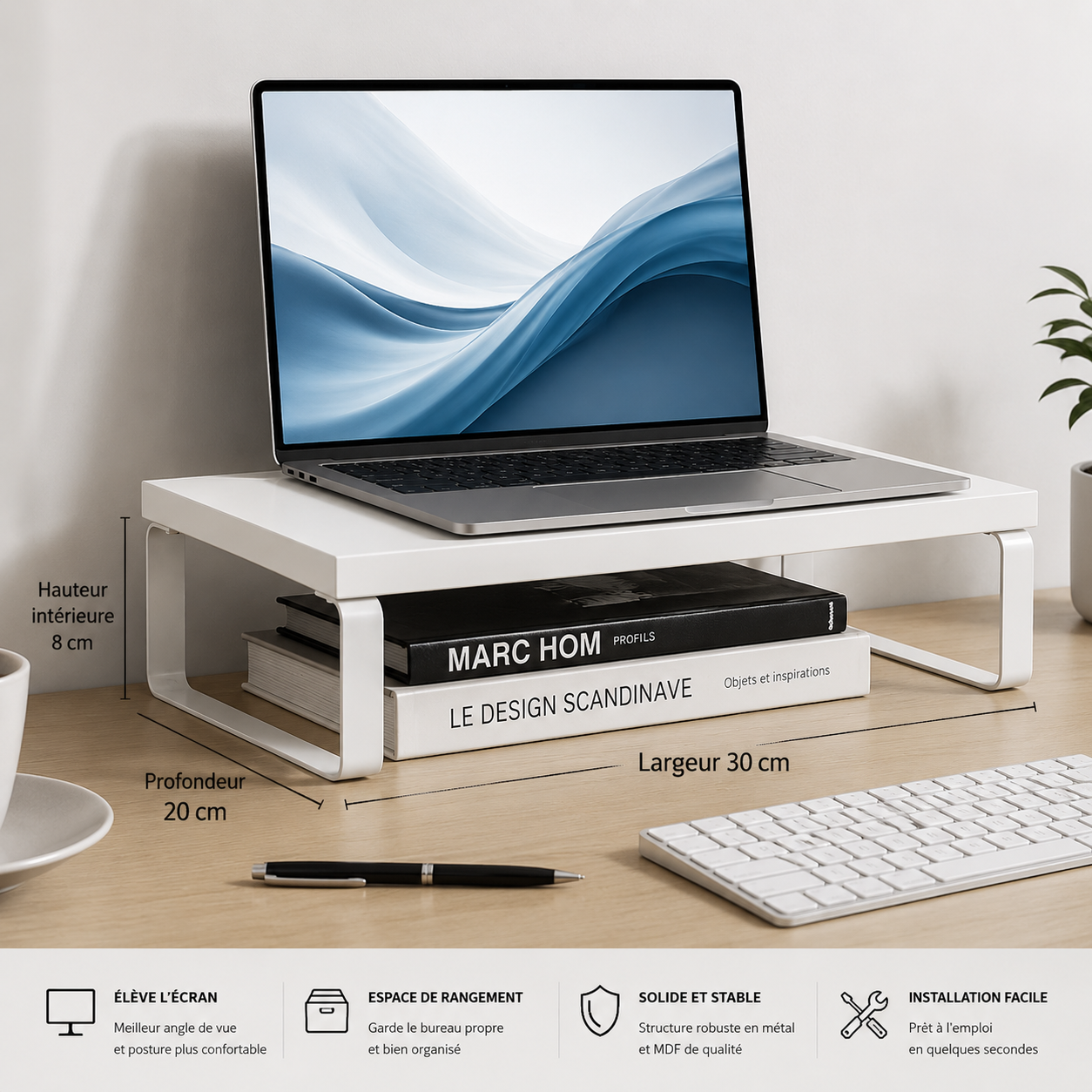 rehausseur ecran blanc dimension