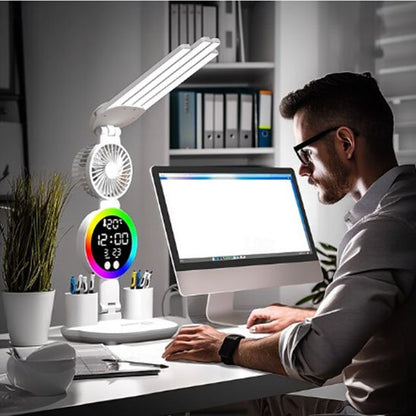 Adulte utilisant lampes de bureau