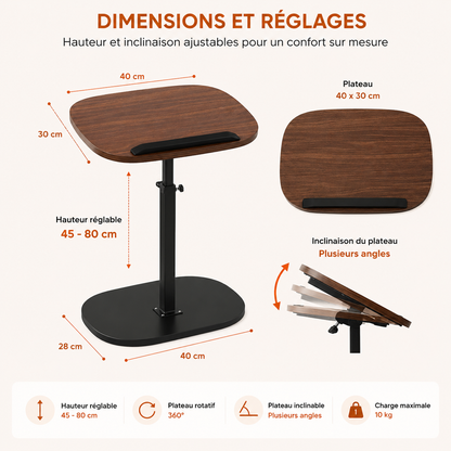 dimension de table de bureau mobile