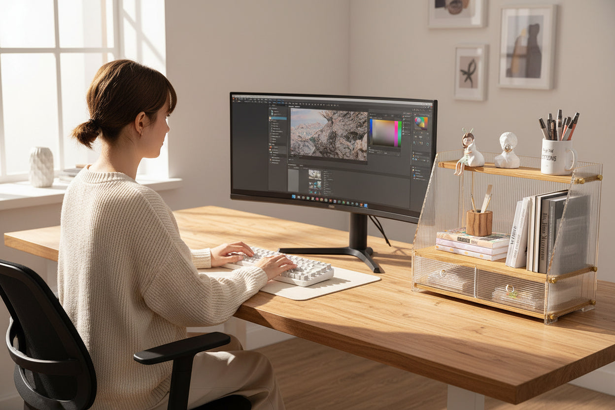 etaere de bureau sur un bureau