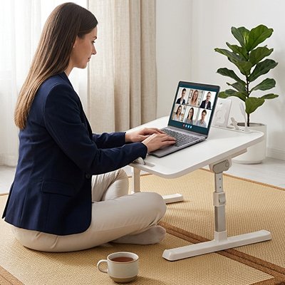 Femme utilisant un table ordinateur portable