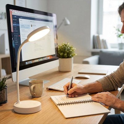 Lampe de bureau sur un bureau 