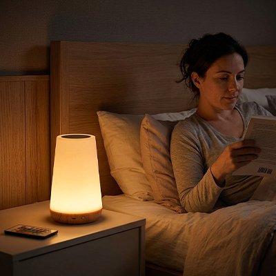 Lampe de chevet tactile eclairant la nuit