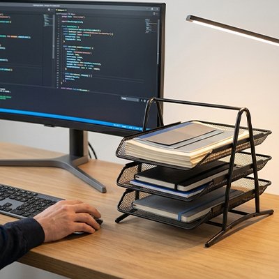 Organisateur de bureau avec document