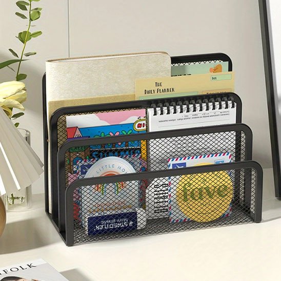 Organisateur de bureau noir avec trois espace
