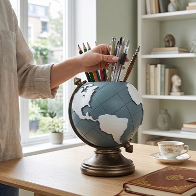 Porte stylo globe