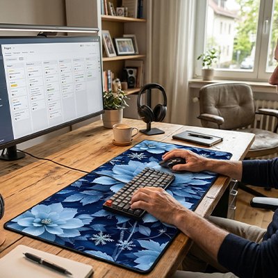 Sous main bureau couleur bleu