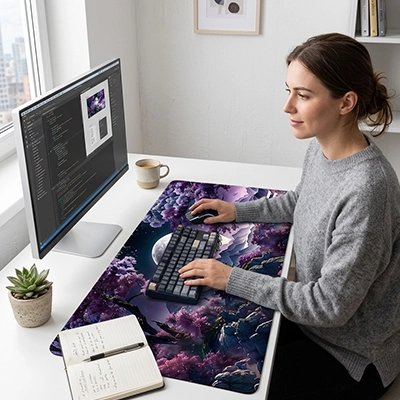 Sous main bureau fleuri sous clavier
