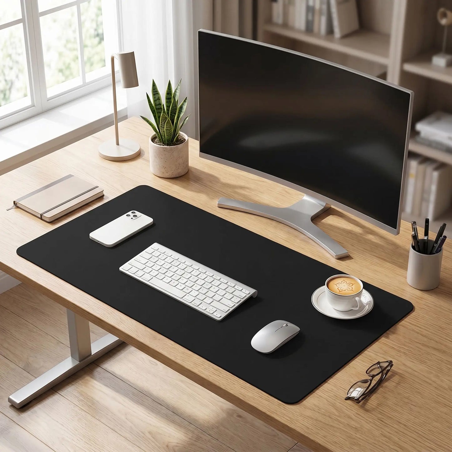 sous main bureau noir en cuir