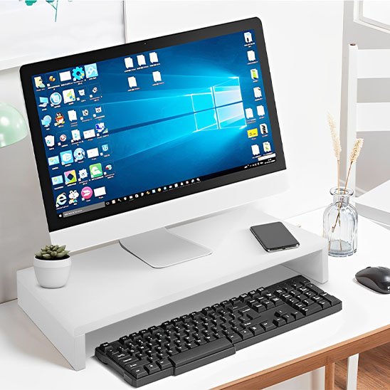 Support ecran PC blanc
