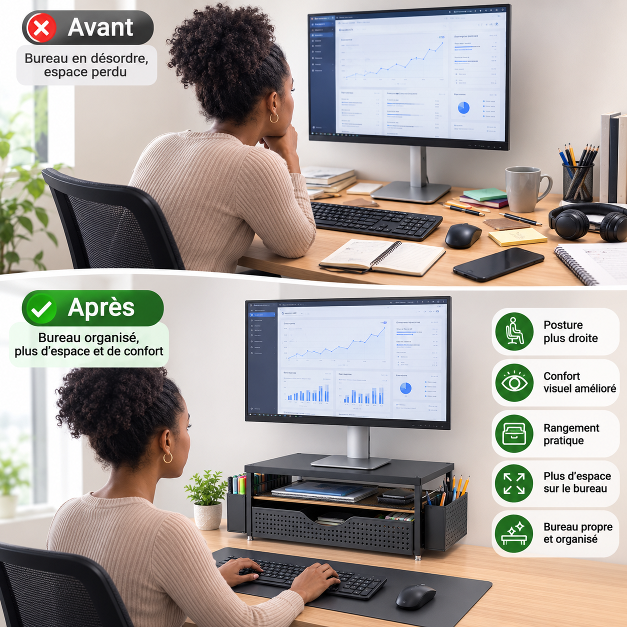 support ordinateur avant après