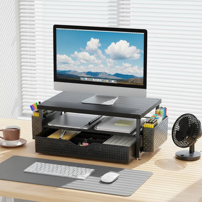 support ordinateur avec ecran bleu dessus