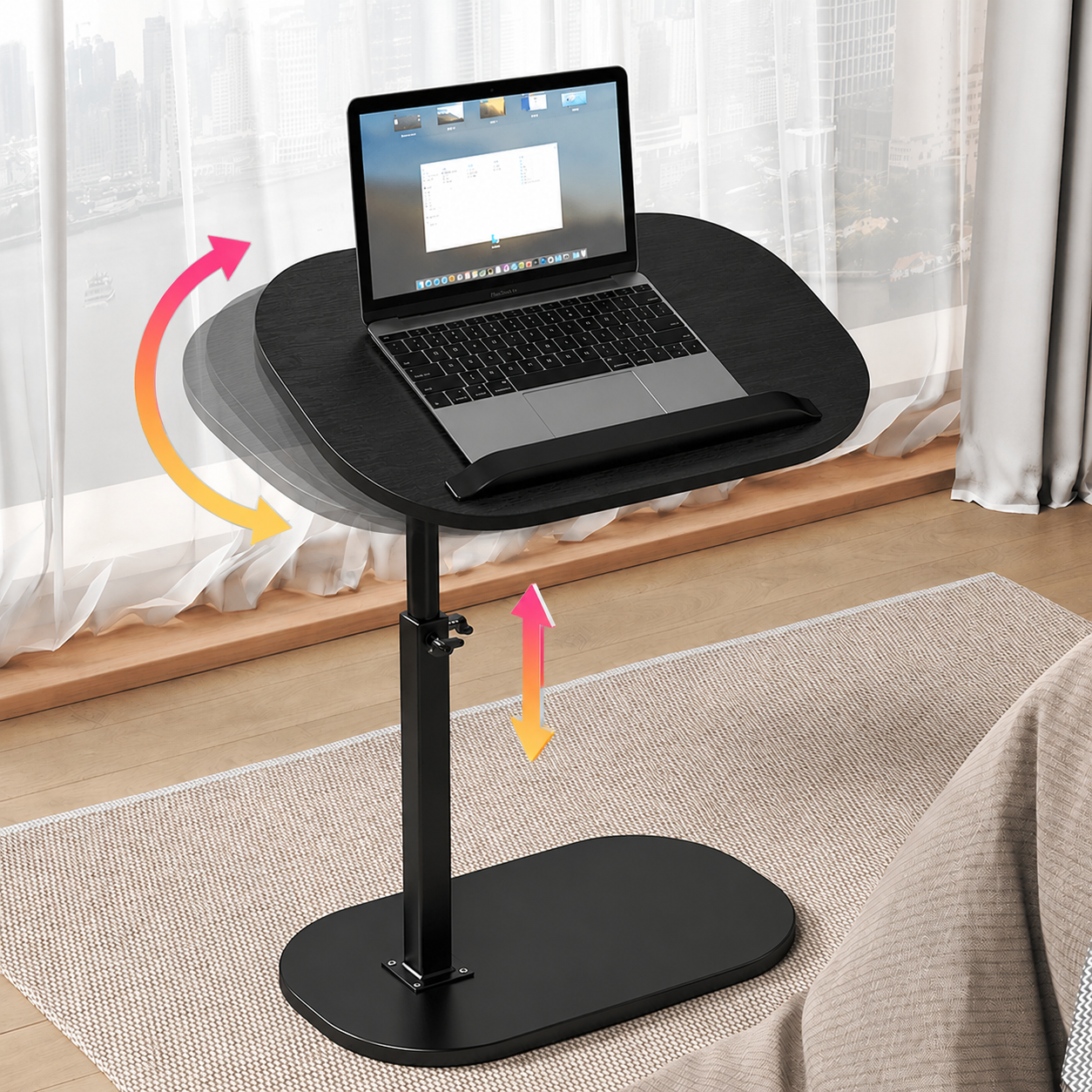 table de bureau mobile couleur noir ajustable