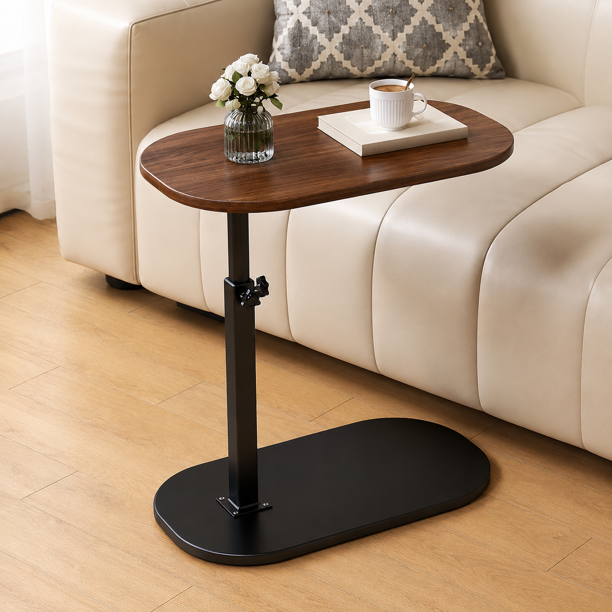 table de bureau mobile couleur noyer