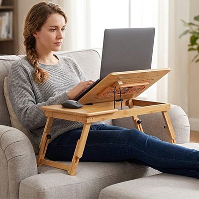 Table ordinateur et une femme
