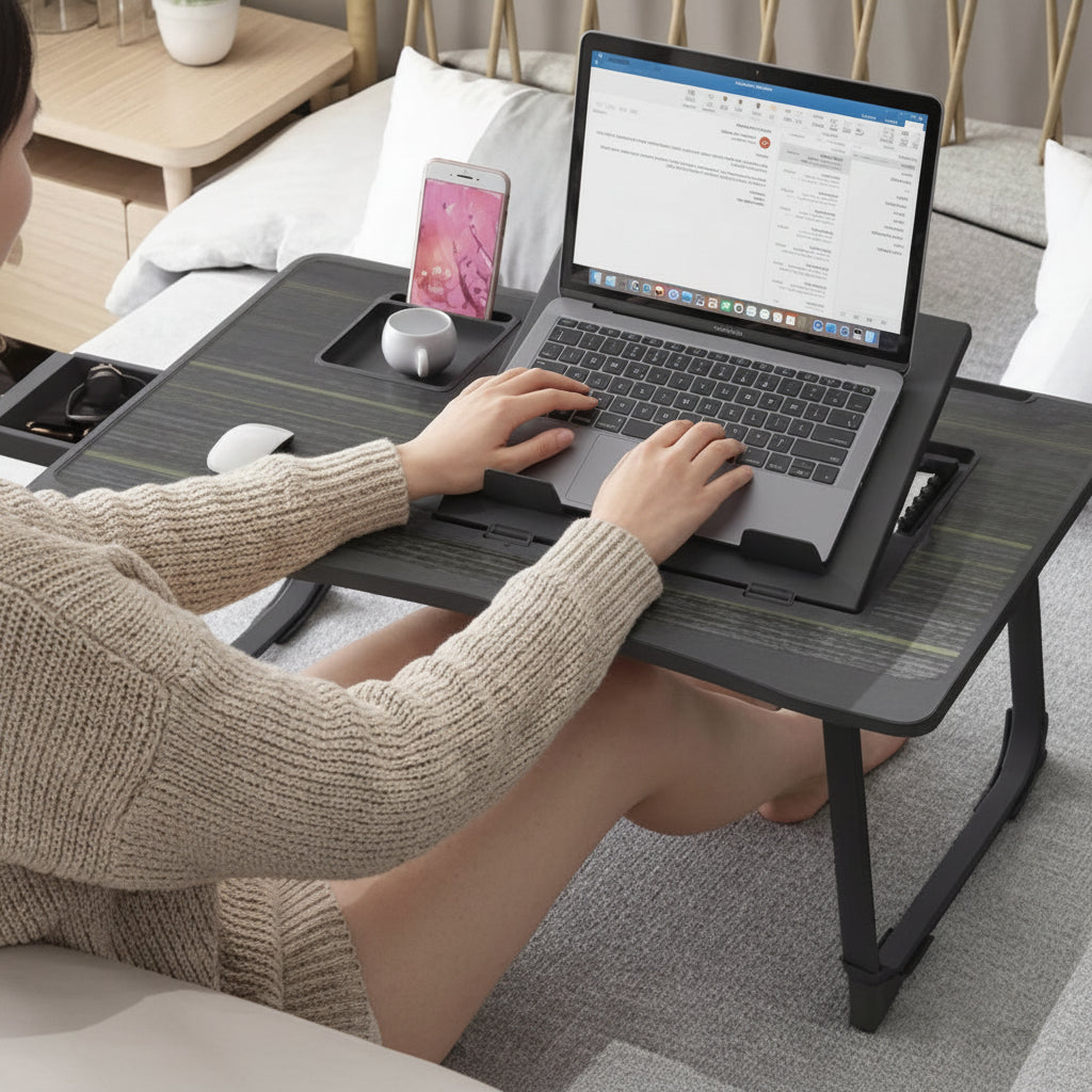 Table ordinateur portable et une femme